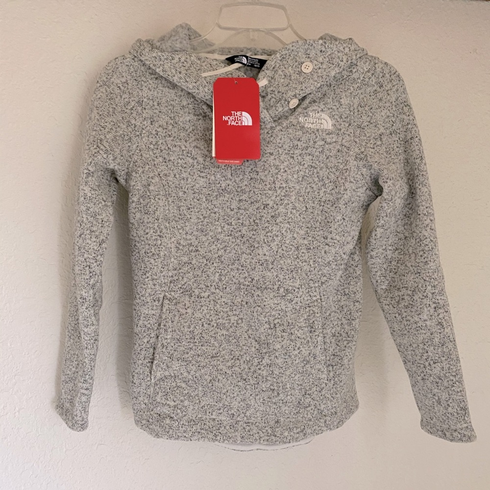 North Face Crescent Hoodie Pullover vintage white heather girls medium (10/12)